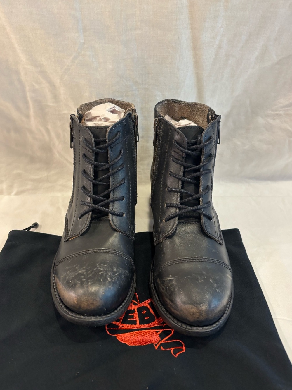 Freebird by Steven Rafter Black Rafter Lace-Up Ankle Boots with Side Zips - Picture 1 of 7